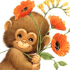 Обезьяна и обезьянки Обезьянка с маками. Цветы всех украшают смайлики, картинки, фото, рисунки, gif анимации, аватары