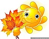 Солнце, солнышко Солнышко с букетом осенних листьев смайлики