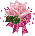 Спасибо, благодарю Мерси! Розовая роза с ярким бантом смайлики, картинки, фото, рисунки, gif анимации, аватары