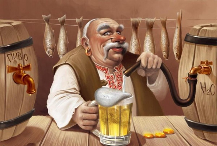 День пивовара! Усатый мужчина с пивом на фоне рыбы!