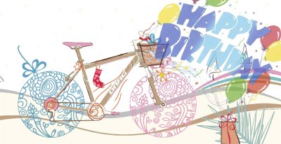 Открытки. 23 апреля День велосипеда. С днем рожденья! Рис...