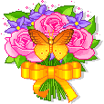 Букетик роз и бабочка